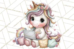 Cute Cozy Unicorn PNG Clipart for Reading, Tea and Relaxing Product Image 2