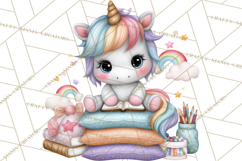 Cute Cozy Unicorn PNG Clipart for Reading, Tea and Relaxing Product Image 2