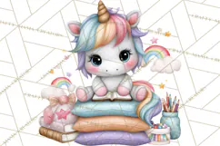 Cute Cozy Unicorn PNG Clipart for Reading, Tea and Relaxing Product Image 2