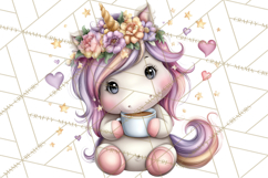 Cute Cozy Unicorn PNG Clipart for Reading, Tea and Relaxing Product Image 3