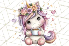 Cute Cozy Unicorn PNG Clipart for Reading, Tea and Relaxing Product Image 3