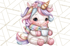 Cute Cozy Unicorn PNG Clipart for Reading, Tea and Relaxing Product Image 4