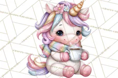 Cute Cozy Unicorn PNG Clipart for Reading, Tea and Relaxing Product Image 4