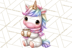 Cute Cozy Unicorn PNG Clipart for Reading, Tea and Relaxing Product Image 5