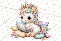 Cute Cozy Unicorn PNG Clipart for Reading, Tea and Relaxing Product Image 2