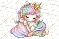 Cute Cozy Unicorn PNG Clipart for Reading, Tea and Relaxing Product Image 4