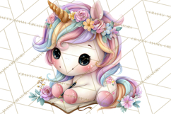 Cute Cozy Unicorn PNG Clipart for Reading, Tea and Relaxing Product Image 4