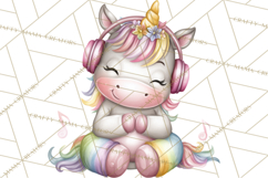 Cute Cozy Unicorn PNG Clipart for Reading, Tea and Relaxing Product Image 2