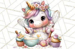 Cute Cozy Unicorn PNG Clipart for Reading, Tea and Relaxing Product Image 4