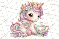 Cute Cozy Unicorn PNG Clipart for Reading, Tea and Relaxing Product Image 3