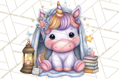 Cute Cozy Unicorn PNG Clipart for Reading, Tea and Relaxing Product Image 4