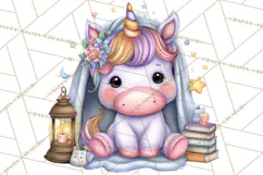 Cute Cozy Unicorn PNG Clipart for Reading, Tea and Relaxing Product Image 4