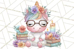 Cute Cozy Unicorn PNG Clipart for Reading, Tea and Relaxing Product Image 5