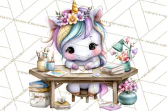 Cute Cozy Unicorn PNG Clipart for Reading, Tea and Relaxing Product Image 2