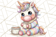 Cute Cozy Unicorn PNG Clipart for Reading, Tea and Relaxing Product Image 4