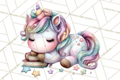Cute Cozy Unicorn PNG Clipart for Reading, Tea and Relaxing Product Image 5