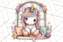 Cute Cozy Unicorn PNG Clipart for Reading, Tea and Relaxing Product Image 2