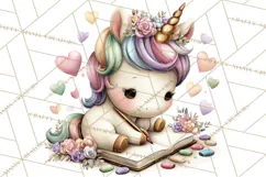 Cute Cozy Unicorn PNG Clipart for Reading, Tea and Relaxing Product Image 3