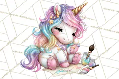 Cute Cozy Unicorn PNG Clipart for Reading, Tea and Relaxing Product Image 4