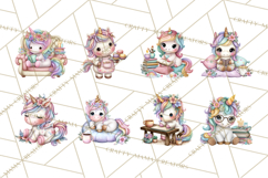 Cute Cozy Unicorn PNG Clipart for Reading, Tea and Relaxing Product Image 4