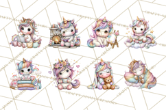 Cute Cozy Unicorn PNG Clipart for Reading, Tea and Relaxing Product Image 5
