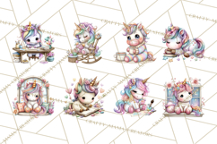 Cute Cozy Unicorn PNG Clipart for Reading, Tea and Relaxing Product Image 8