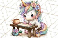 Cute Cozy Unicorn PNG Clipart for Reading, Tea and Relaxing Product Image 4