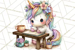 Cute Cozy Unicorn PNG Clipart for Reading, Tea and Relaxing Product Image 4