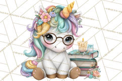 Cute Cozy Unicorn PNG Clipart for Reading, Tea and Relaxing Product Image 5