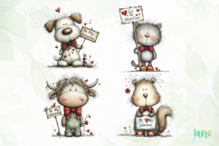Cozy Valentine Animals Clipart Product Image 1