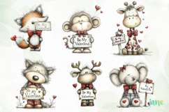 Cozy Valentine Animals Clipart Bundle Product Image 6