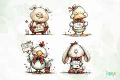 Cozy Valentine Animals Clipart Product Image 1