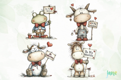 Cozy Valentine Animals Clipart Product Image 1