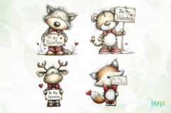 Cozy Valentine Animals Clipart Product Image 1