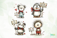 Cozy Valentine Animals Clipart Product Image 1