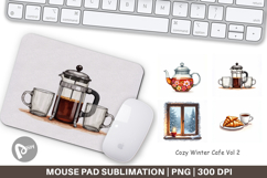 Cozy Winter Cafe Mouse Pad Product Image 1