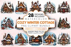 Watercolor Cozy Winter Cottage Clipart Bundle Product Image 1