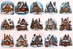 Watercolor Cozy Winter Cottage Clipart Bundle Product Image 4