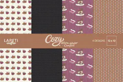 Cozy winter digital paper collection with warm seasonal patterns