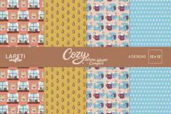 Cozy winter digital paper collection with warm seasonal patterns