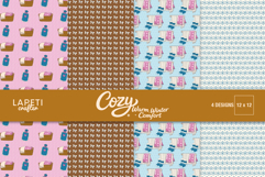 winter cozy patterns scrapbook paper bundle