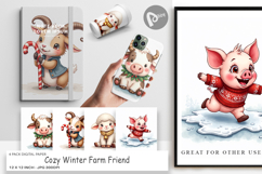 Cozy Winter Farm Friends Digital Paper Product Image 1