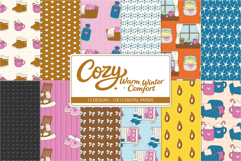 Cozy winter digital paper pack with warm home inspired patterns