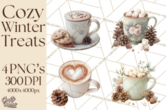 Winter Treats &amp; Drinks Clipart PNG, Neutral Winter Food Png Product Image 1