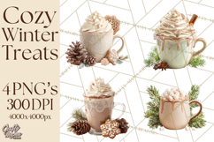 Winter Treats &amp; Drinks Clipart PNG, Neutral Winter Food Png Product Image 1
