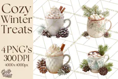 Winter Treats & Drinks Clipart PNG, Neutral Winter Food Png Product Image 1