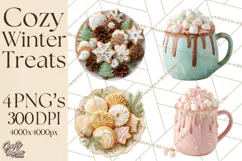 Winter Treats & Drinks Clipart PNG, Neutral Winter Food Png Product Image 1
