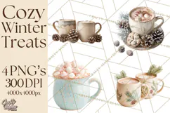 Winter Treats & Drinks Clipart PNG, Neutral Winter Food Png Product Image 1