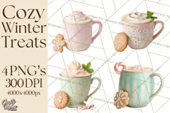 Winter Treats & Drinks Clipart PNG, Neutral Winter Food Png Product Image 1