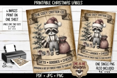 Printable Christmas Tags/Labels | Xmas Raccoon | PDF JPG PNG Product Image 1